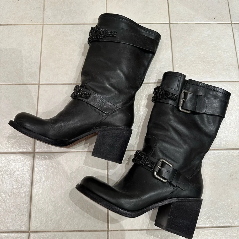 Vera Wang Lavender Label Jeweled Moto Boots - Size 6 - Picture 7 of 8